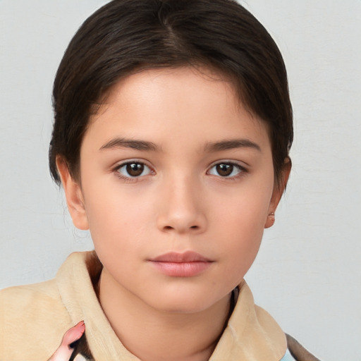 Neutral white child female with medium  brown hair and brown eyes