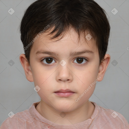 Neutral white child female with short  brown hair and brown eyes