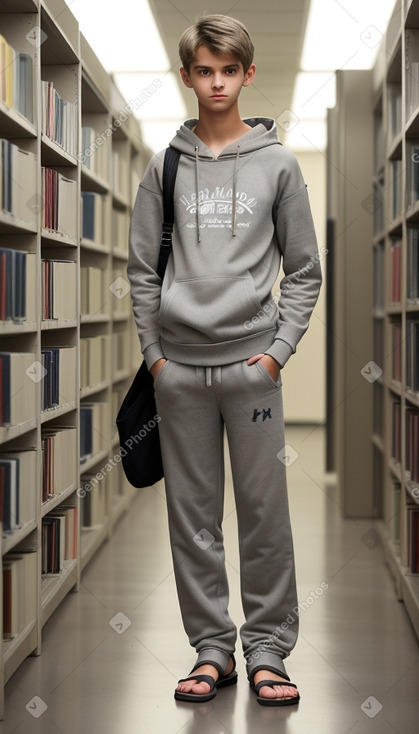 French teenager boy with  gray hair