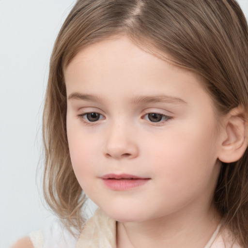 Neutral white child female with medium  brown hair and brown eyes