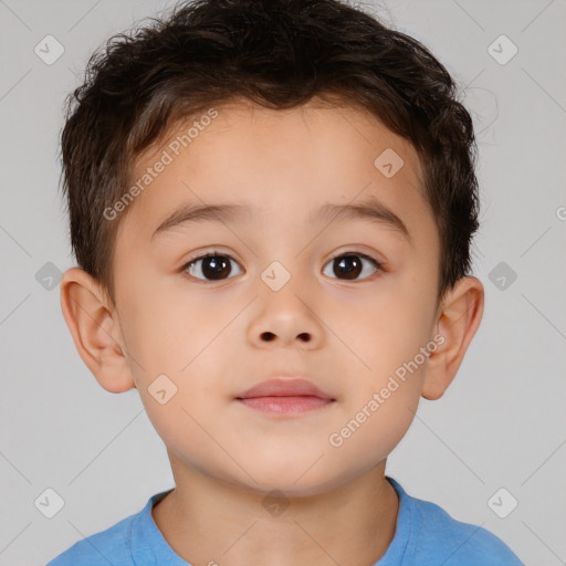 Neutral white child male with short  brown hair and brown eyes