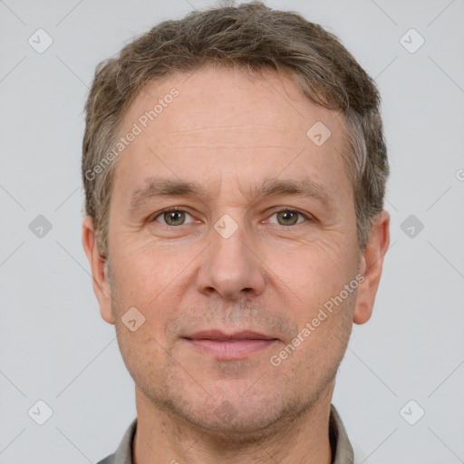 Neutral white adult male with short  brown hair and brown eyes