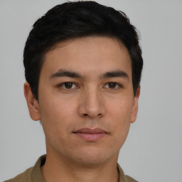 Neutral asian young-adult male with short  brown hair and brown eyes