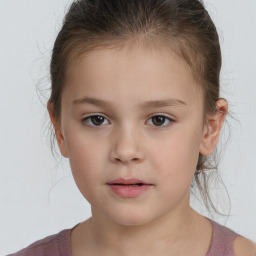 Neutral white child female with short  brown hair and brown eyes