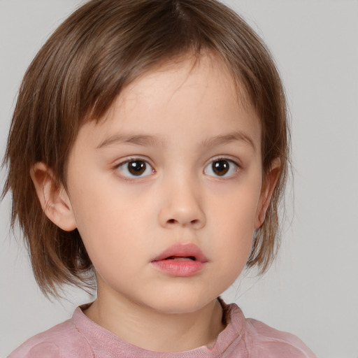 Neutral white child female with medium  brown hair and brown eyes