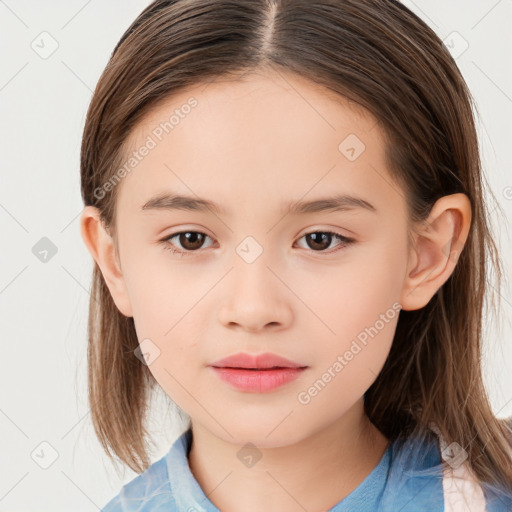 Neutral white child female with medium  brown hair and brown eyes