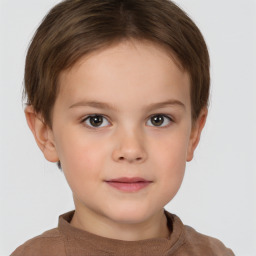 Neutral white child female with short  brown hair and brown eyes