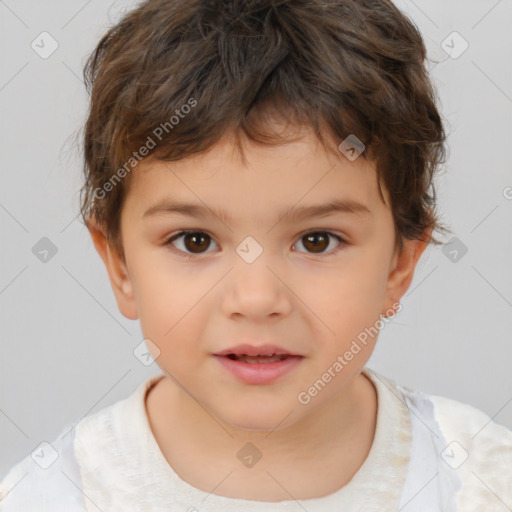 Neutral white child male with short  brown hair and brown eyes