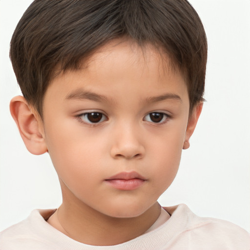 Neutral white child female with short  brown hair and brown eyes