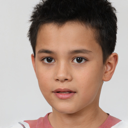 Neutral white child male with short  brown hair and brown eyes