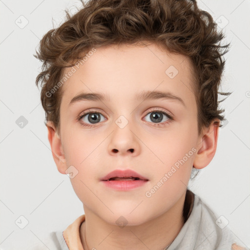 Neutral white child male with short  brown hair and brown eyes