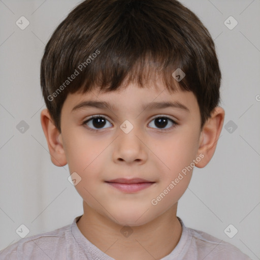 Neutral white child male with short  brown hair and brown eyes