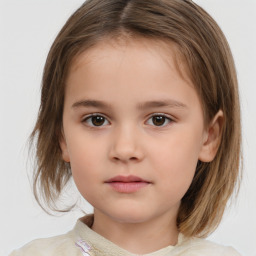 Neutral white child female with medium  brown hair and brown eyes