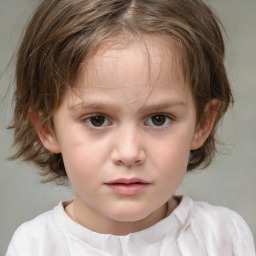 Neutral white child female with medium  brown hair and brown eyes