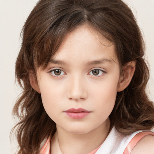 Neutral white child female with medium  brown hair and brown eyes