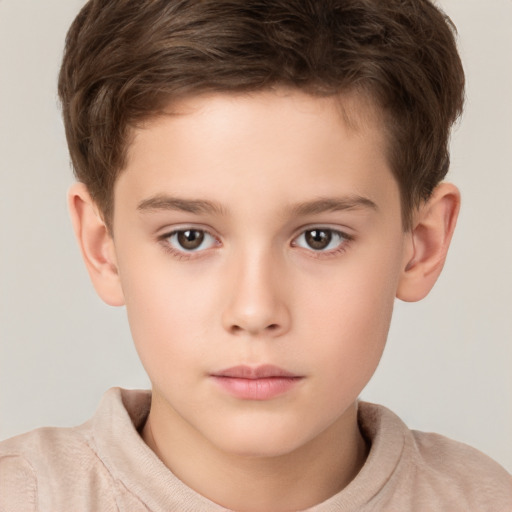 Neutral white child male with short  brown hair and brown eyes