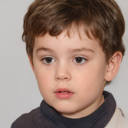 Neutral white child male with short  brown hair and brown eyes