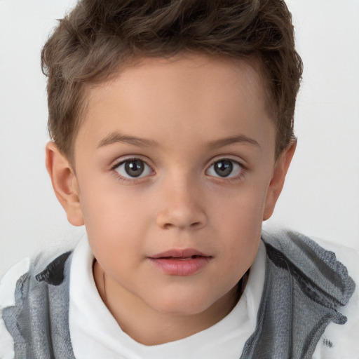 Neutral white child female with short  brown hair and brown eyes