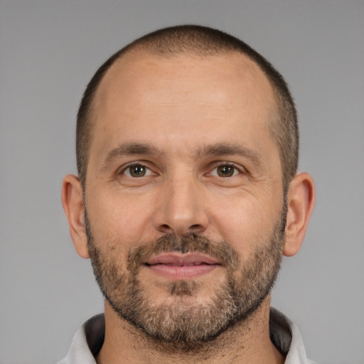 Neutral white adult male with short  brown hair and brown eyes