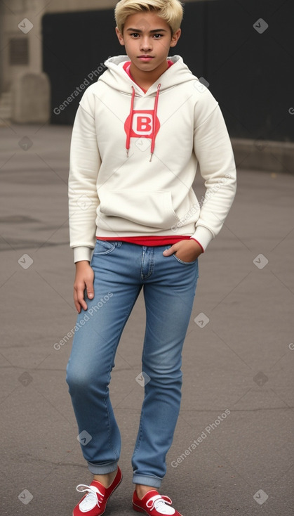 Peruvian teenager boy with  blonde hair