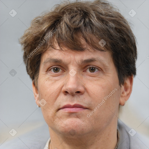 Neutral white adult male with short  brown hair and brown eyes