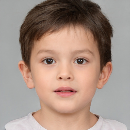 Neutral white child male with short  brown hair and brown eyes