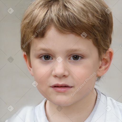 Neutral white child male with short  brown hair and brown eyes