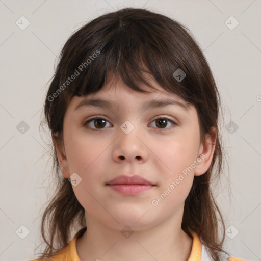 Neutral white child female with medium  brown hair and brown eyes