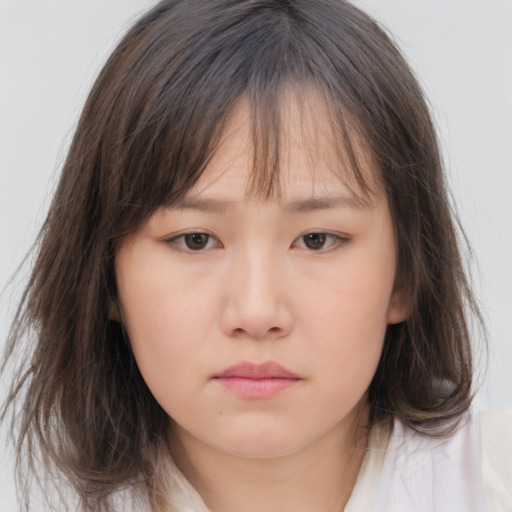 Neutral asian child female with medium  brown hair and brown eyes