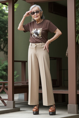 Elderly female with  brown hair