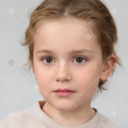 Neutral white child female with medium  brown hair and brown eyes