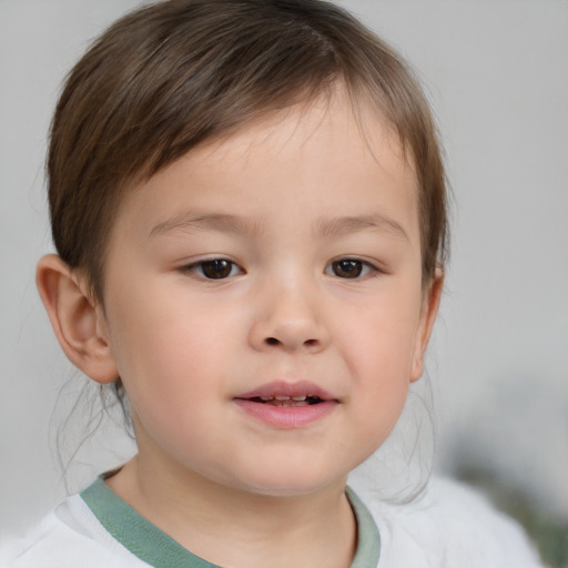 Neutral white child male with medium  brown hair and brown eyes