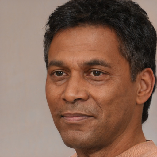 Neutral black adult male with short  black hair and brown eyes