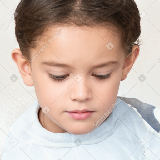 Neutral white child female with short  brown hair and brown eyes