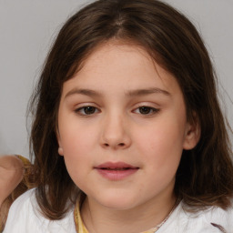 Neutral white child female with medium  brown hair and brown eyes