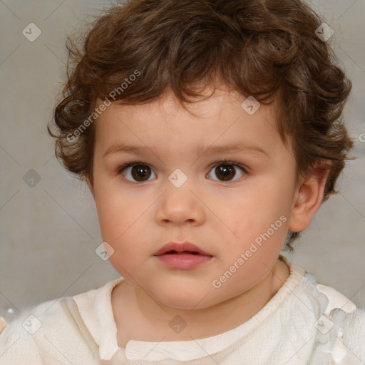 Neutral white child female with short  brown hair and brown eyes