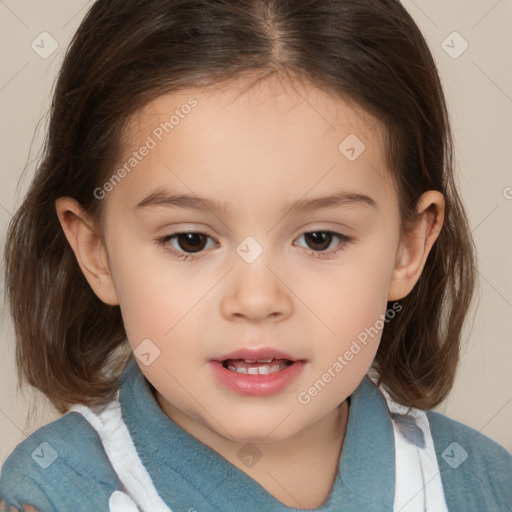 Neutral white child female with medium  brown hair and brown eyes