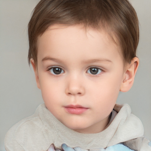 Neutral white child female with short  brown hair and brown eyes