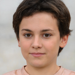 Neutral white young-adult female with short  brown hair and brown eyes