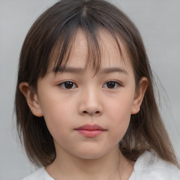 Neutral white child female with medium  brown hair and brown eyes