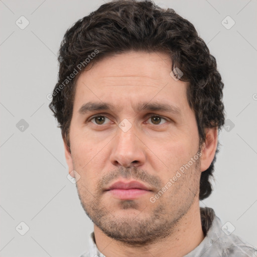 Neutral white adult male with short  brown hair and brown eyes