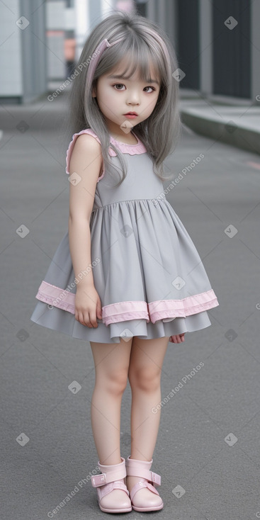 South korean child girl with  gray hair