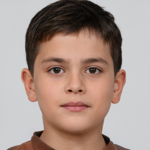 Neutral white child male with short  brown hair and brown eyes