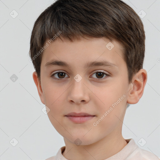 Neutral white child male with short  brown hair and brown eyes