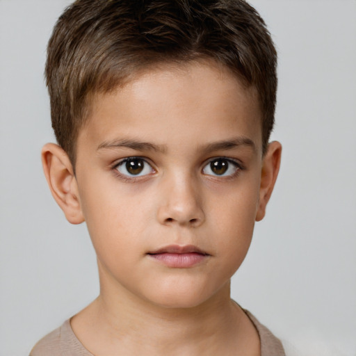 Neutral white child male with short  brown hair and brown eyes