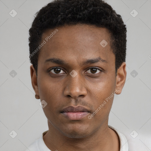 Neutral black young-adult male with short  brown hair and brown eyes