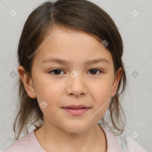 Neutral white child female with medium  brown hair and brown eyes