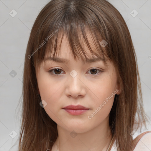 Neutral white child female with medium  brown hair and brown eyes