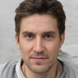 Neutral white adult male with short  brown hair and brown eyes