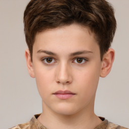 Neutral white child male with short  brown hair and brown eyes